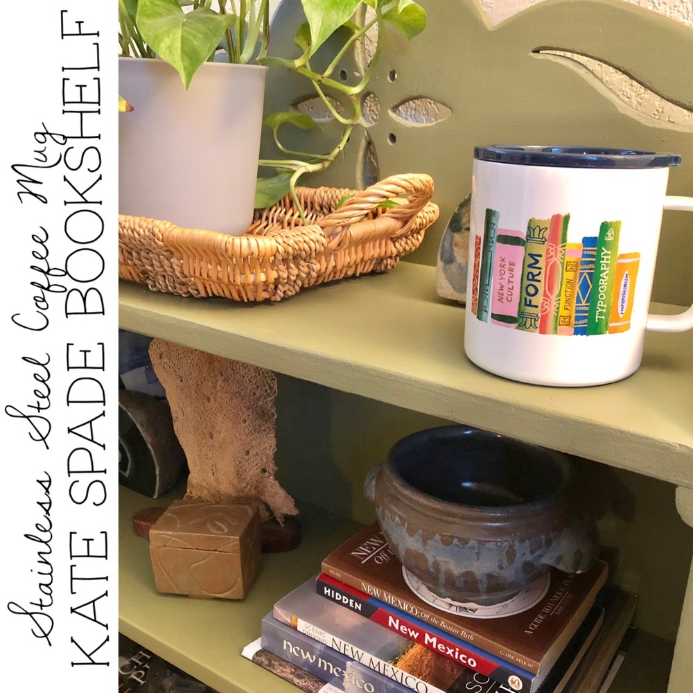 kate spade White Coffee Mug with Colorful Book Spine Design